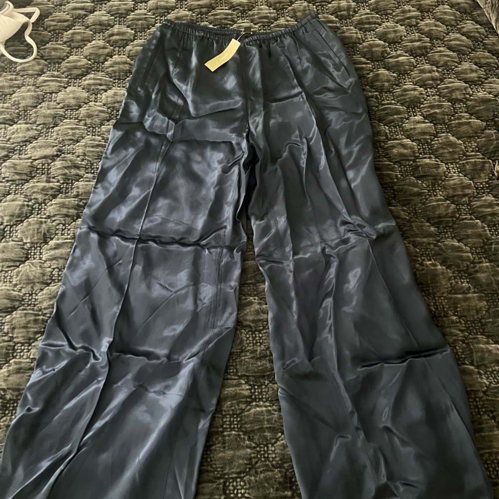 J. Crew Navy Satin Wide-Leg Pants